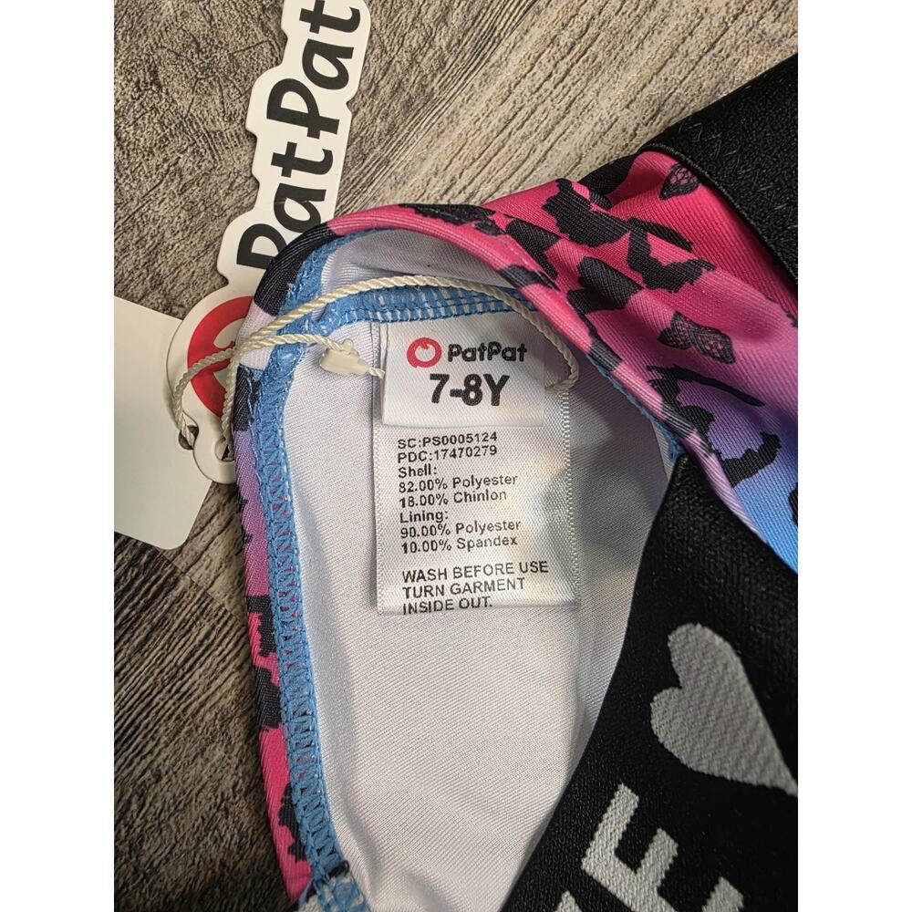 PatPat Girls Swimsuit Size 7-8Y Pink Blue Ombre Leopard Cutout One Piece NWT - Picture 4 of 4